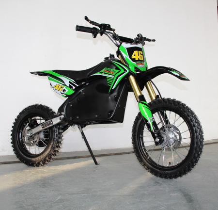 Электромотоцикл GreenCamel Питбайк DB500, 48V 1500W R14/R12 зеленый