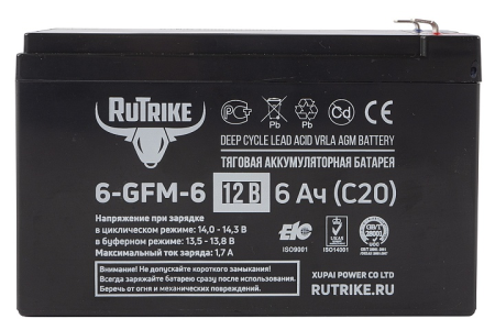 Тяговый аккумулятор RuTrike 6-GFM-6 (12V6A/H C20)