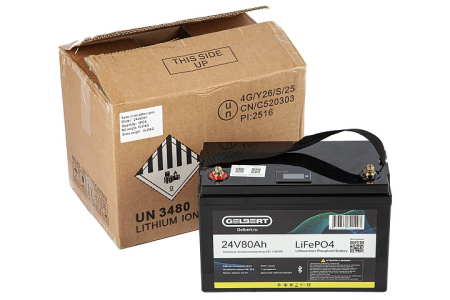 Литиевый тяговый аккумулятор Gelbert LiFePO4 (24V/80Ah/100A/1,920Wh) Bluetooth