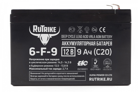 Аккумулятор RuTrike 6-F-9 (12V9A/H C20)